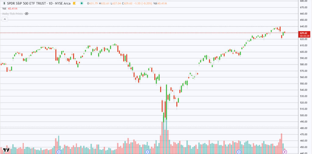 SPY blank daily candlestick chart