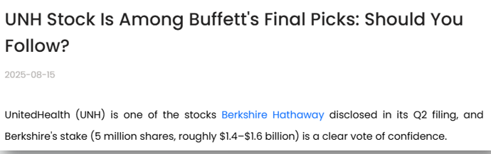 United Health UNH positive news after the stock price gapped up over $32