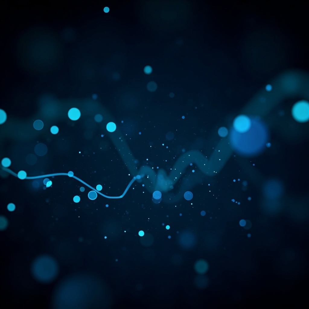 Abstract visualization of institutional dark pool trading activity showing glowing data nodes on dark navy background