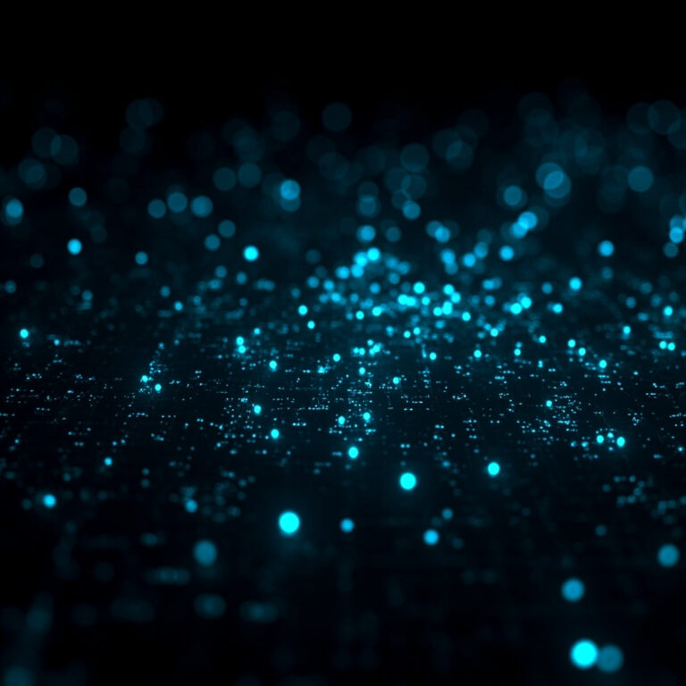 Abstract heat map visualization showing institutional trading activity hotspots across a dark grid with glowing cyan data points