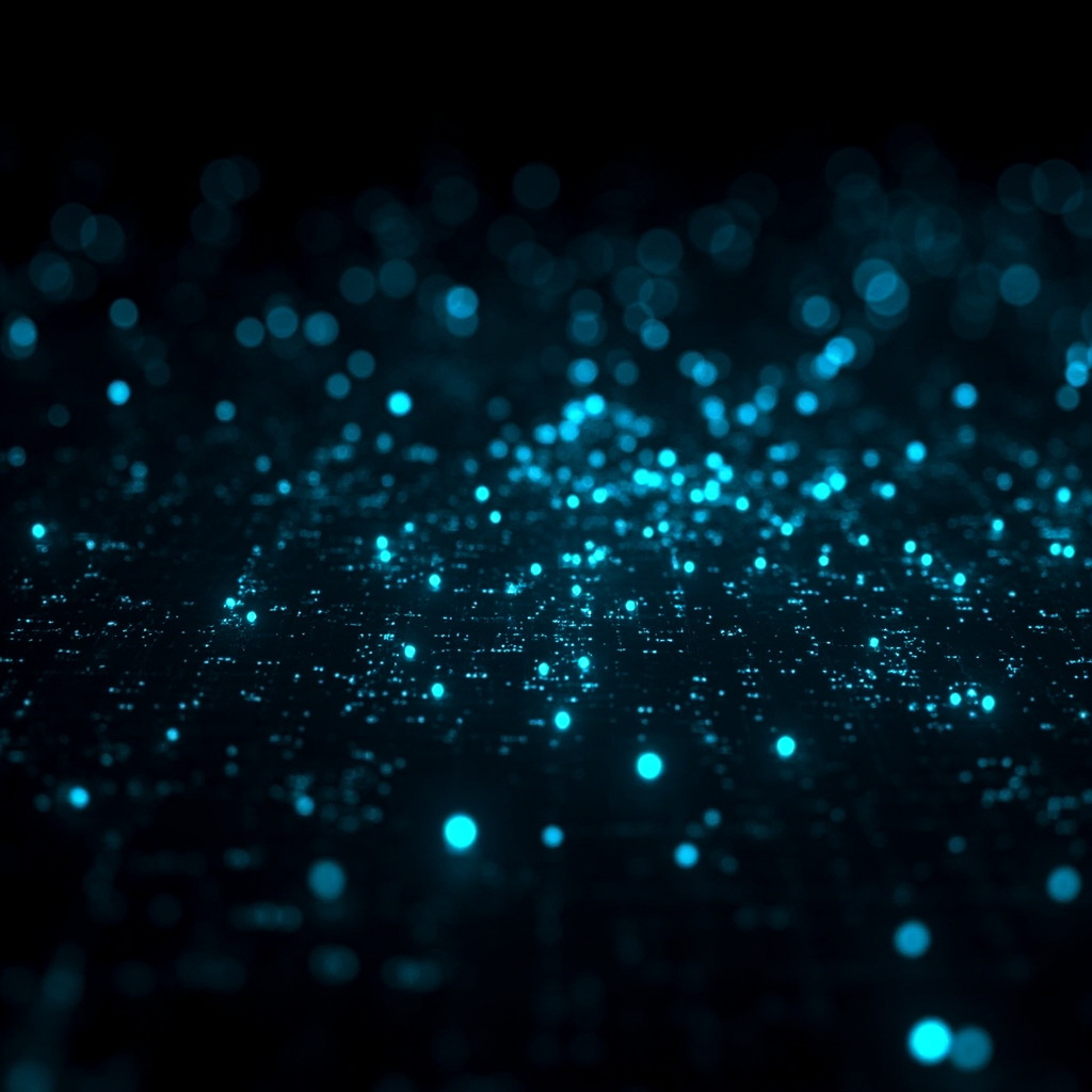 Abstract heat map visualization showing institutional trading activity hotspots across a dark grid with glowing cyan data points