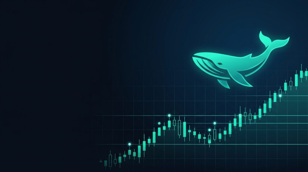 Block trade indicator signals plotted on a candlestick chart